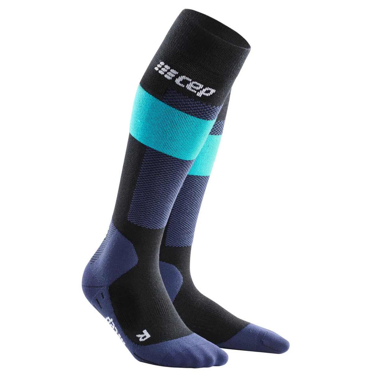 CEP Merino Skisocken mit Kompression - Blau