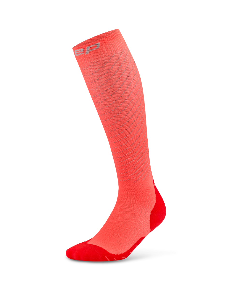 CEP Pro Run Reflective Compressiekousen 3.0 - neon koraal