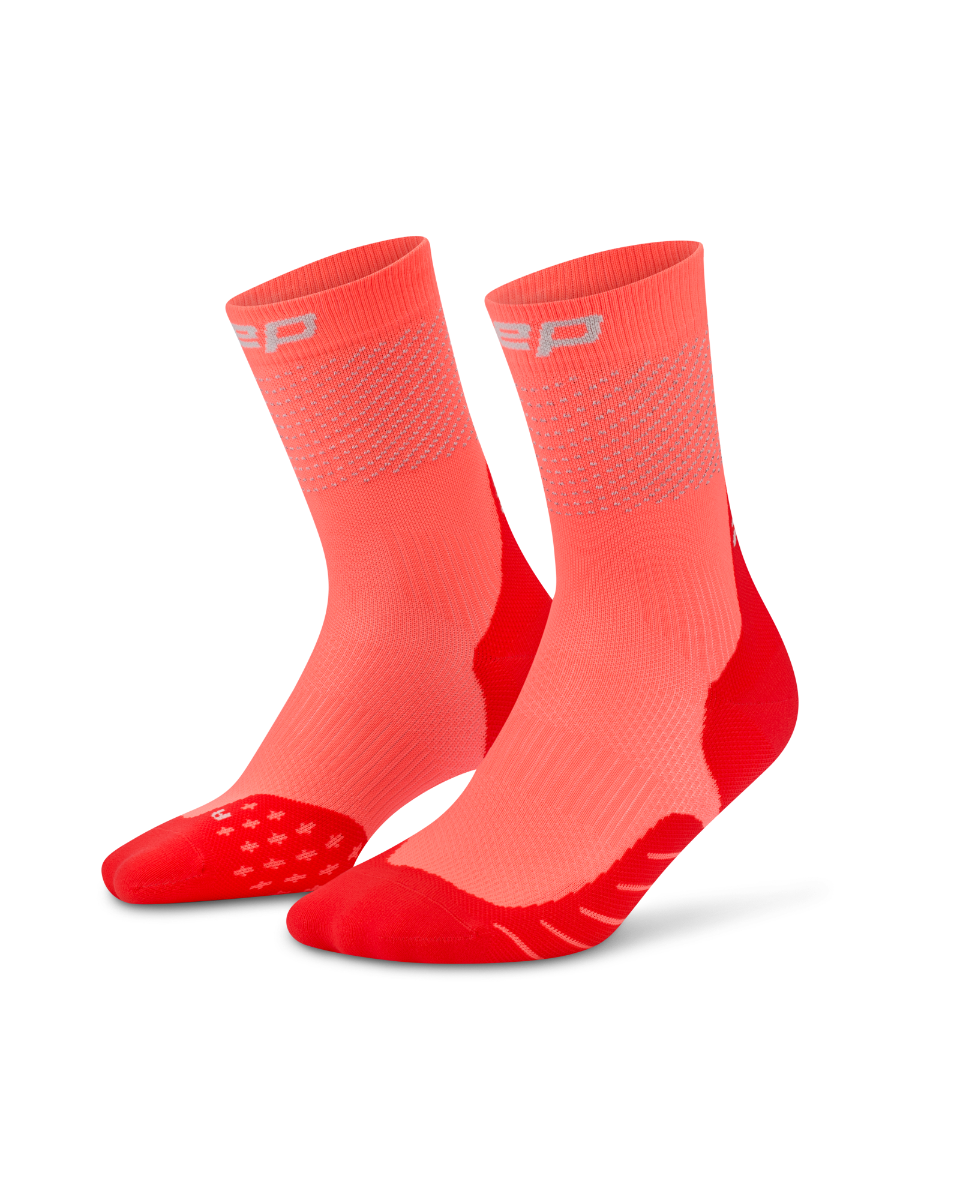 CEP Pro Run Reflective Mid Cut Sokken 3.0 - neon koraal