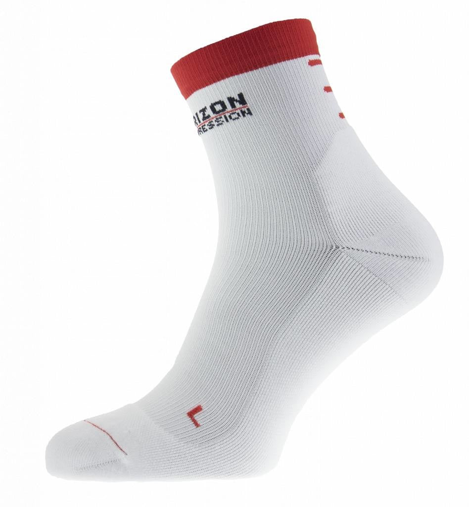 Horizon Viertel Kompression Sportsocken - Weiß / Rot