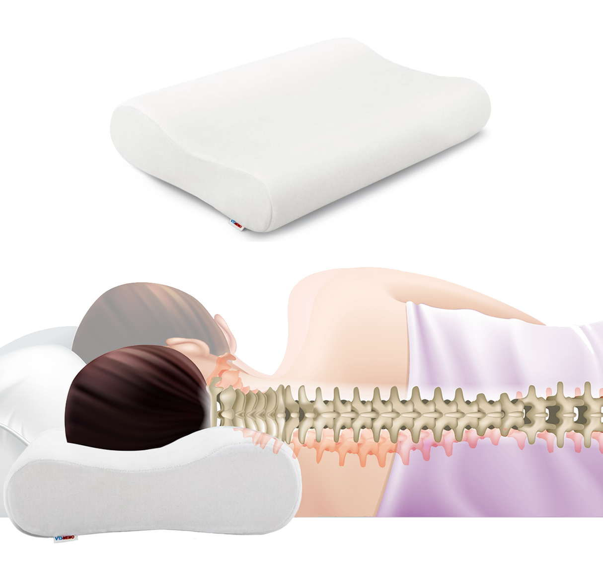 Reh4Clinic Orthopädisches Kopfkissen mit viskoelastischem Schaum