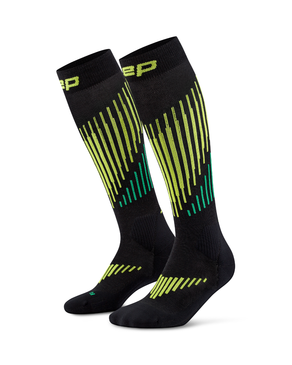 CEP Core Run Merino Compressiekousen 3.0 - zwart/lime