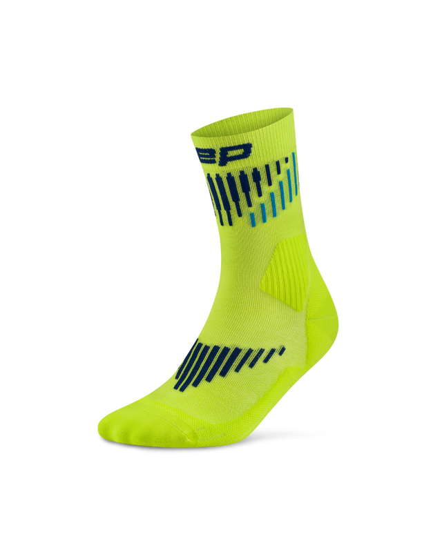 CEP Core Run Merino Mid Cut Sokken 3.0 - lime/blauw