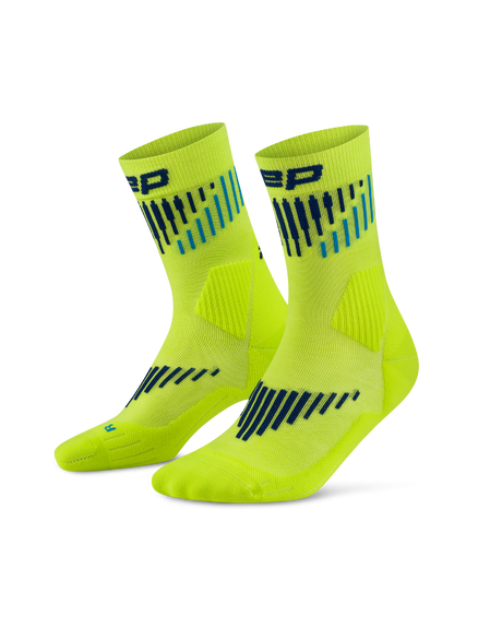CEP Core Run Merino Mid Cut Sokken 3.0 - lime/blauw