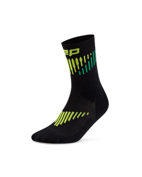 CEP Core Run Merino Mid Cut Sokken 3.0 - zwart/lime