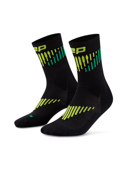 CEP Core Run Merino Mid Cut Sokken 3.0 - zwart/lime