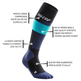 CEP Merino Skisocken mit Kompression - Blau