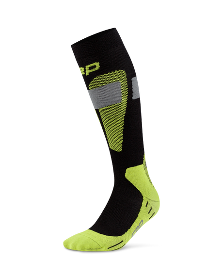 CEP Ski Merino Skisokken 3.0 - zwart/lime
