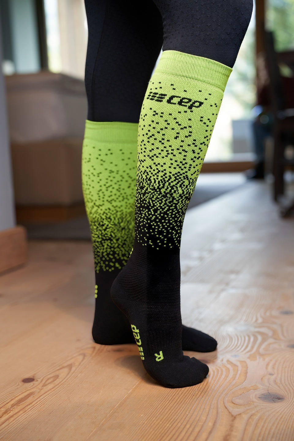 CEP Ski Merino Kompressionssocken - Schwarz/Grün