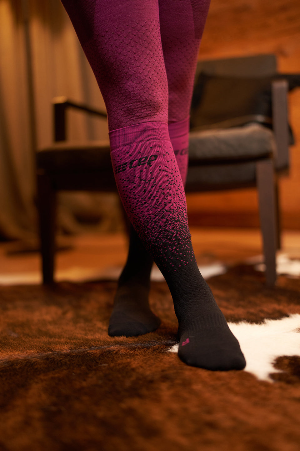 CEP Ski Merino Kompressionssocken - Schwarz/Lila